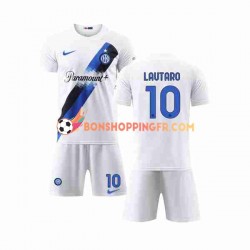 Maillot Extérieur Inter Milan Lautaro Martinez 10 2023-2024 Manches Courtes Jeune Enfant(+shorts)