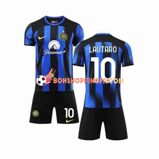 Maillot Domicile Inter Milan Lautaro Martinez 10 2023-2024 Manches Courtes Jeune Enfant(+shorts)