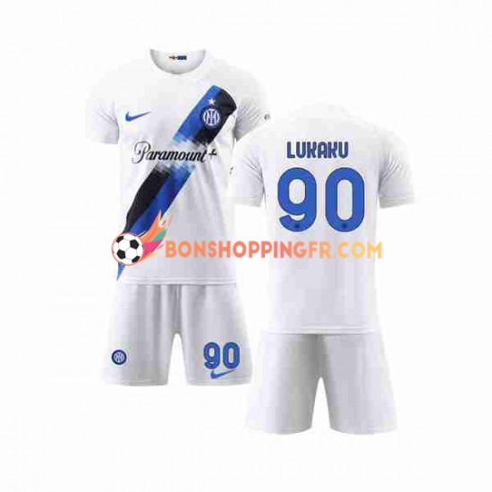Maillot Extérieur Inter Milan Lukaku 90 2023-2024 Manches Courtes Jeune Enfant(+shorts)