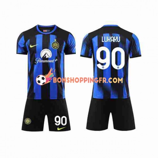 Maillot Domicile Inter Milan Lukaku 90 2023-2024 Manches Courtes Jeune Enfant(+shorts)