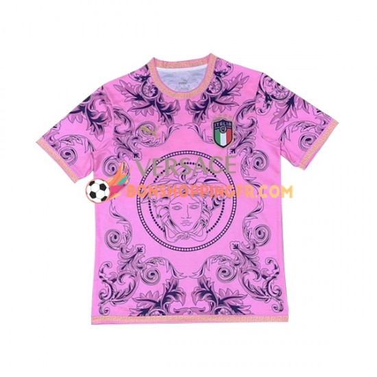 Maillot Italie Versace 2023-2024 Rose Manches Courtes Homme