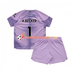 Maillot Domicile Liverpool Gardien Alisson Becker 1 2022-2023 Manches Courtes Jeune Enfant(+shorts)