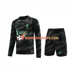 Maillot Extérieur Liverpool Gardien 2023-2024 Manches Longues Jeune Enfant(+shorts)
