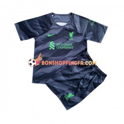 Maillot Extérieur Liverpool Gardien 2023-2024 Manches Courtes Jeune Enfant(+shorts)