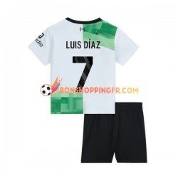 Maillot Extérieur Liverpool Luis Diaz 7 2023-2024 Manches Courtes Jeune Enfant(+shorts)
