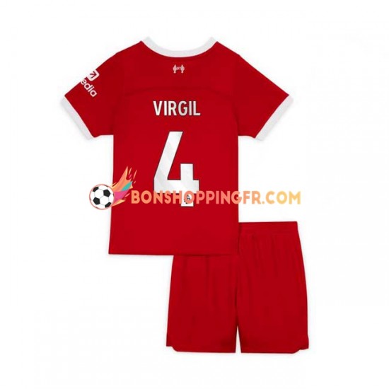 Maillot Domicile Liverpool Virgil van Dijk 4 2023-2024 Manches Courtes Jeune Enfant(+shorts)