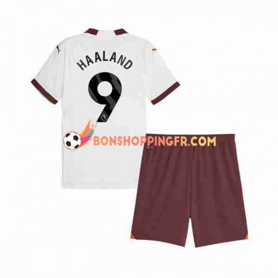 Maillot Extérieur Manchester City Erling Haaland 9 2023-2024 Manches Courtes Jeune Enfant(+shorts)