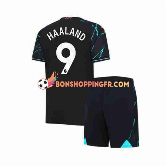 Maillot 3ème Manchester City Erling Haaland 9 2023-2024 Manches Courtes Jeune Enfant(+shorts)