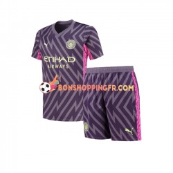 Maillot Extérieur Manchester City Gardien 2023-2024 Manches Courtes Jeune Enfant(+shorts)