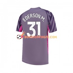 Maillot Extérieur Manchester City Gardien Ederson Moraes 31 2023-2024 Manches Courtes Homme