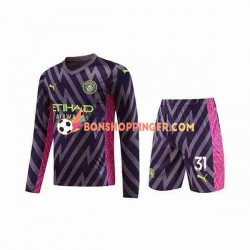 Maillot Extérieur Manchester City Gardien Ederson Moraes 31 2023-2024 Manches Longues Jeune Enfant(+shorts)