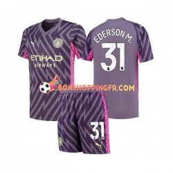 Maillot Extérieur Manchester City Gardien Ederson Moraes 31 2023-2024 Manches Courtes Jeune Enfant(+shorts)