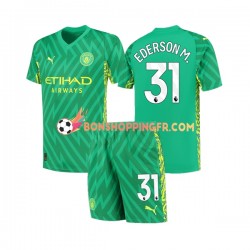 Maillot Domicile Manchester City Gardien Ederson Moraes 31 2023-2024 Manches Courtes Jeune Enfant(+shorts)