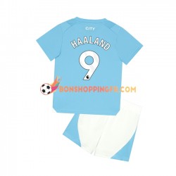 Maillot Domicile Manchester City Haaland 9 2023-2024 Manches Courtes Jeune Enfant(+shorts)