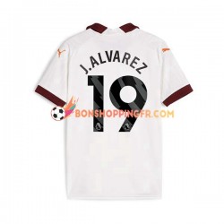 Maillot Extérieur Manchester City Julian Alvarez 19 2023-2024 Manches Courtes Homme