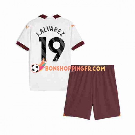 Maillot Extérieur Manchester City Julian Alvarez 19 2023-2024 Manches Courtes Jeune Enfant(+shorts)