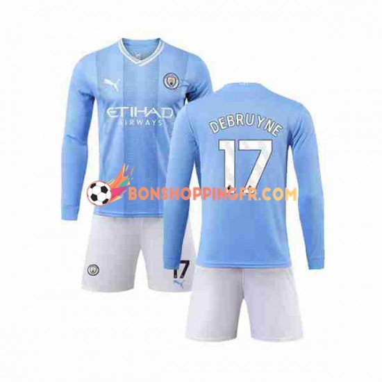 Maillot Domicile Manchester City Kevin De Bruyne 17 2023-2024 Manches Longues Jeune Enfant(+shorts)