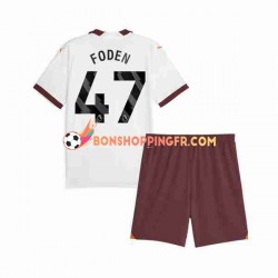 Maillot Extérieur Manchester City Phil Foden 47 2023-2024 Manches Courtes Jeune Enfant(+shorts)