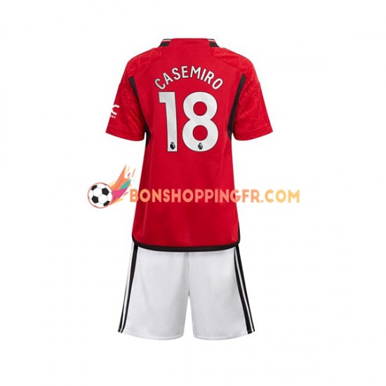 Maillot Domicile Manchester United Carlos Casemiro 18 2023-2024 Manches Courtes Jeune Enfant(+shorts)