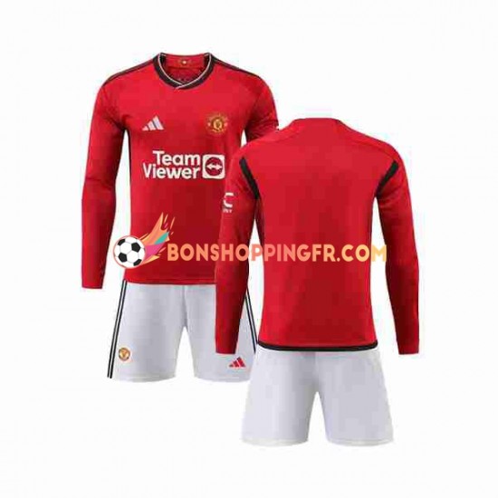 Maillot Domicile Manchester United 2023-2024 Manches Longues Jeune Enfant(+shorts)