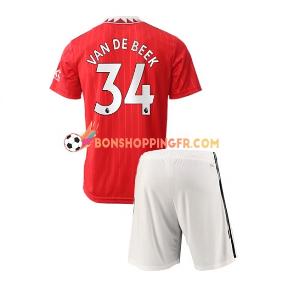 Maillot Domicile Manchester United Donny van de Beek 34 2022-2023 Manches Courtes Jeune Enfant(+shorts)