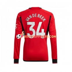 Maillot Domicile Manchester United Donny van de Beek 34 2023-2024 Manches Longues Homme