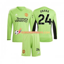 Maillot Domicile Manchester United Gardien Andre Onana 24 2023-2024 Manches Longues Jeune Enfant(+shorts)