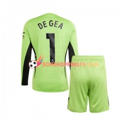 Maillot Domicile Manchester United Gardien DE GEA 1 2023-2024 Manches Longues Jeune Enfant(+shorts)