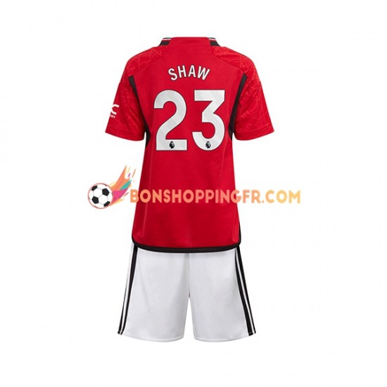 Maillot Domicile Manchester United Luke Shaw 23 2023-2024 Manches Courtes Jeune Enfant(+shorts)