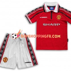 Maillot Rétro Domicile Manchester United 1998-1999 Manches Courtes Jeune Enfant(+shorts)