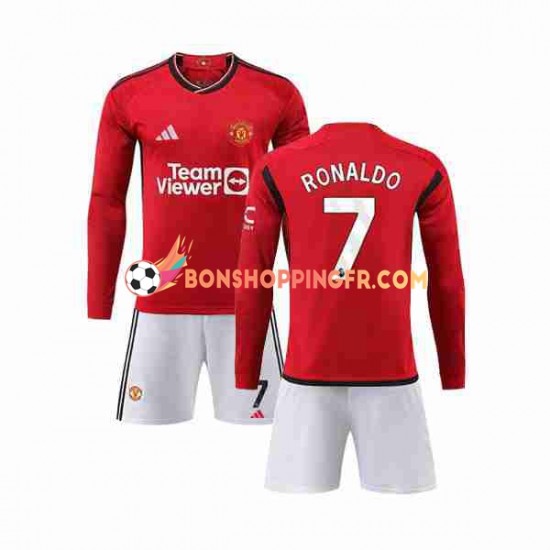 Maillot Domicile Manchester United Ronaldo 7 2023-2024 Manches Longues Jeune Enfant(+shorts)