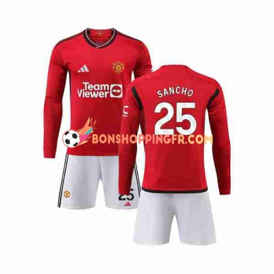 Maillot Domicile Manchester United Sancho 25 2023-2024 Manches Longues Jeune Enfant(+shorts)