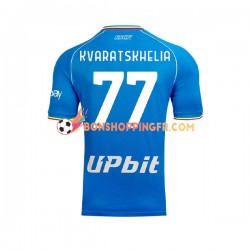 Maillot Domicile Naples Khvicha Kvaratskhelia 77 2023-2024 Manches Courtes Homme