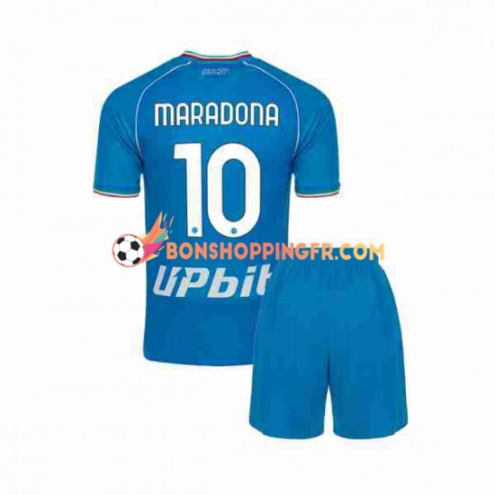 Maillot Domicile Naples Maradona 10 2023-2024 Manches Courtes Jeune Enfant(+shorts)