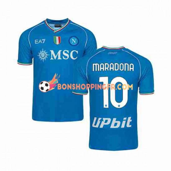 Maillot Domicile Naples Maradona 10 2023-2024 Manches Courtes Homme