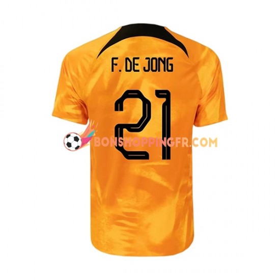 Maillot Domicile Pays-Bas Frenkie de Jong 21 Coupe du Monde 2022 Manches Courtes Homme