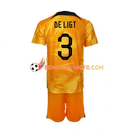 Maillot Domicile Pays-Bas Matthijs de Ligt 3 Coupe du Monde 2022 Manches Courtes Jeune Enfant(+shorts)