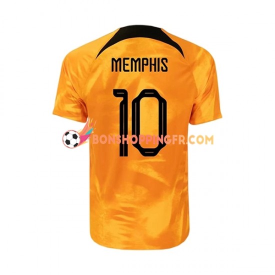 Maillot Domicile Pays-Bas Memphis 10 Coupe du Monde 2022 Manches Courtes Homme