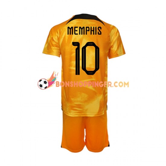 Maillot Domicile Pays-Bas Memphis Depay 10 Coupe du Monde 2022 Manches Courtes Jeune Enfant(+shorts)