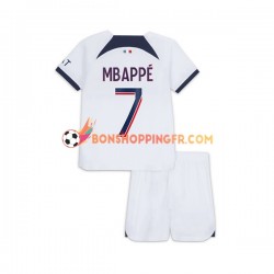 Maillot Extérieur Paris Saint-Germain Kylian Mbappe 7 2023-2024 Manches Courtes Jeune Enfant(+shorts)