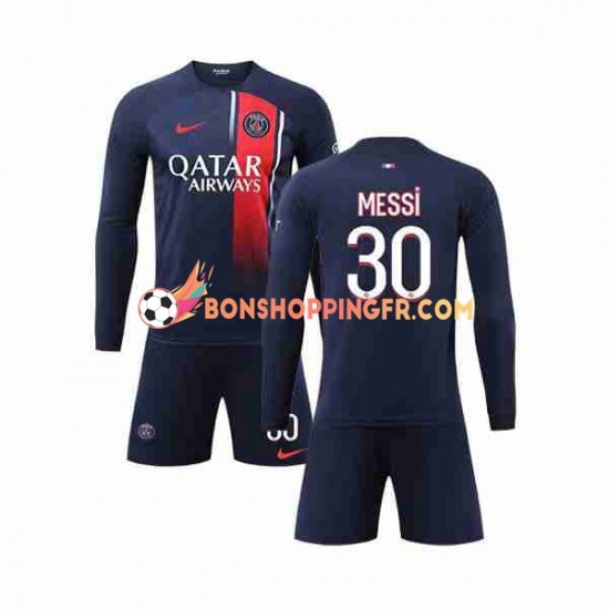 Maillot Domicile Paris Saint-Germain Lionel Messi 30 2023-2024 Manches Longues Jeune Enfant(+shorts)