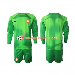 Maillot Domicile Pologne Gardien Coupe du Monde 2022 Manches Longues Jeune Enfant(+shorts)