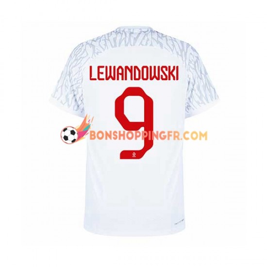 Maillot Domicile Pologne Lewandowski 9 Coupe du Monde 2022 Manches Courtes Homme