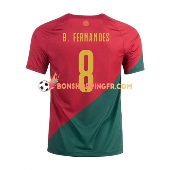 Maillot Domicile Portugal B.Fernandes 8 Coupe du Monde 2022 Manches Courtes Homme