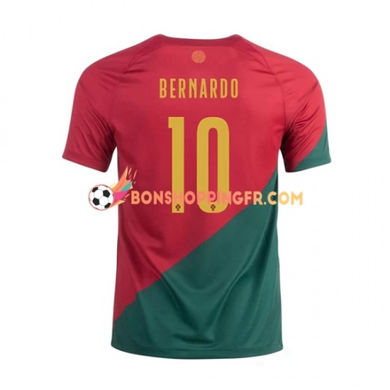 Maillot Domicile Portugal Bernardo 10 Coupe du Monde 2022 Manches Courtes Homme