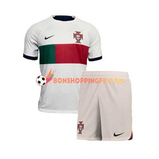 Maillot Extérieur Portugal Coupe du Monde 2022 Manches Courtes Jeune Enfant(+shorts)