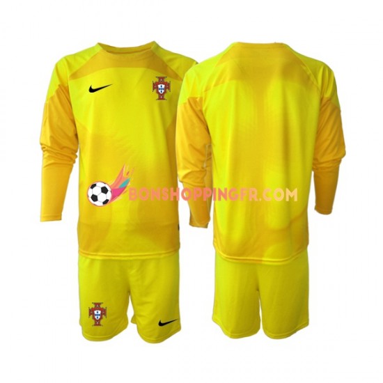 Maillot Domicile Portugal Gardien Coupe du Monde 2022 Manches Longues Jeune Enfant(+shorts)