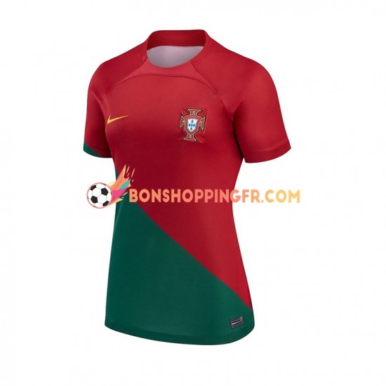 Maillot Domicile Portugal Coupe du Monde 2022 Manches Courtes Femme