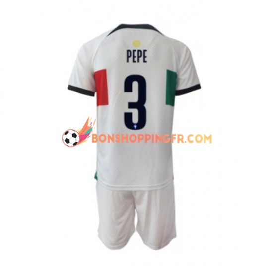 Maillot Extérieur Portugal PEPE 3 Coupe du Monde 2022 Manches Courtes Jeune Enfant(+shorts)