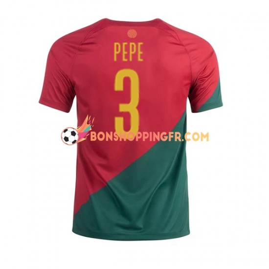 Maillot Domicile Portugal PEPE 3 Coupe du Monde 2022 Manches Courtes Homme